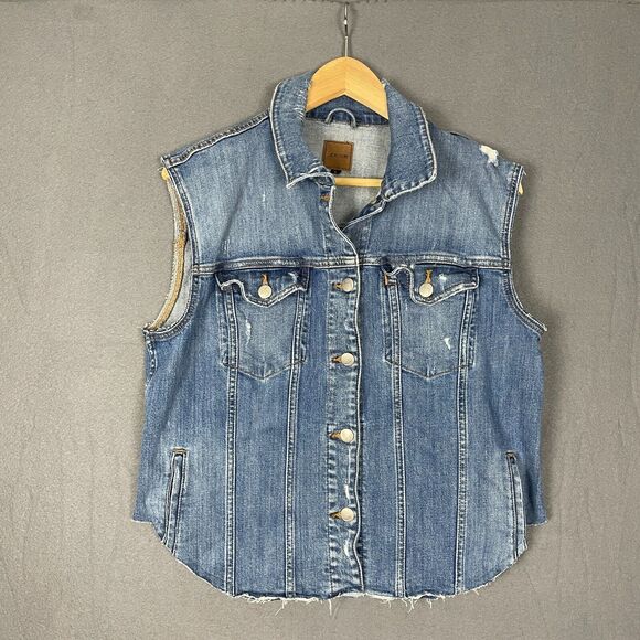 joes Jackets & Blazers - Joe's Biker Trucker Vest Womens Large Blue Denim Grunge Classic Moto Vintage